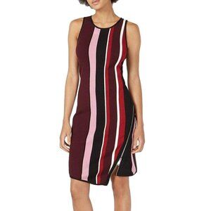 Bar III Striped Asymmetrical Zip Sweater Dress